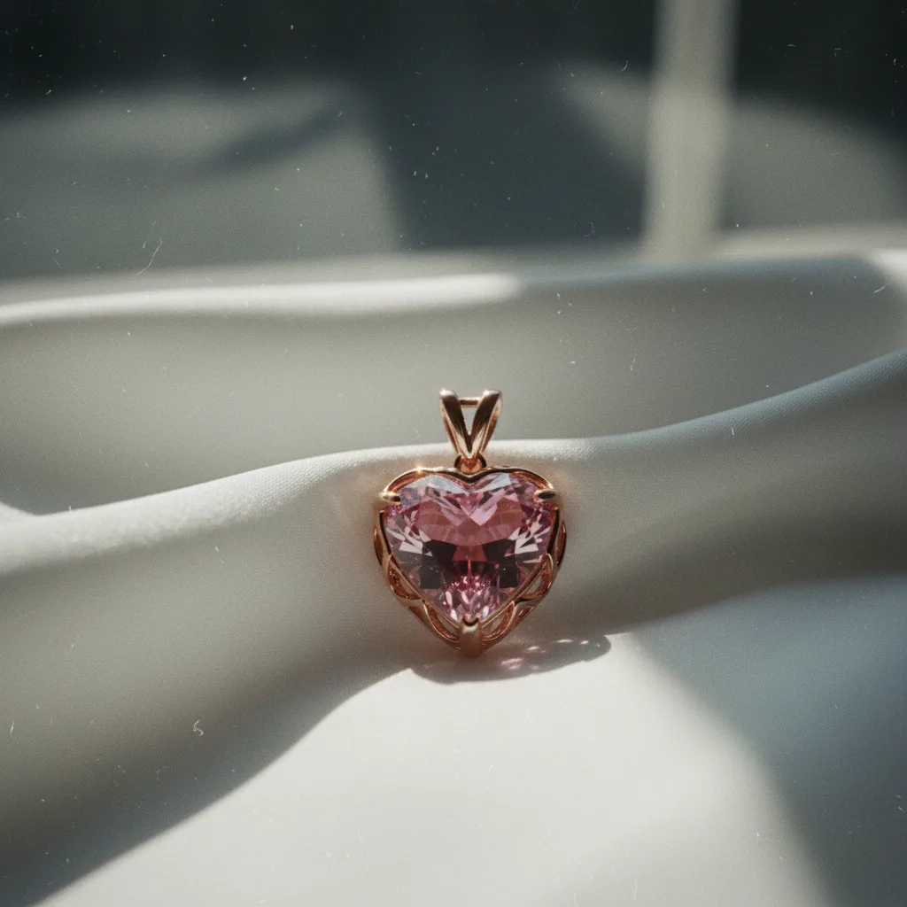 Pendentif saphir rose en forme de cœur